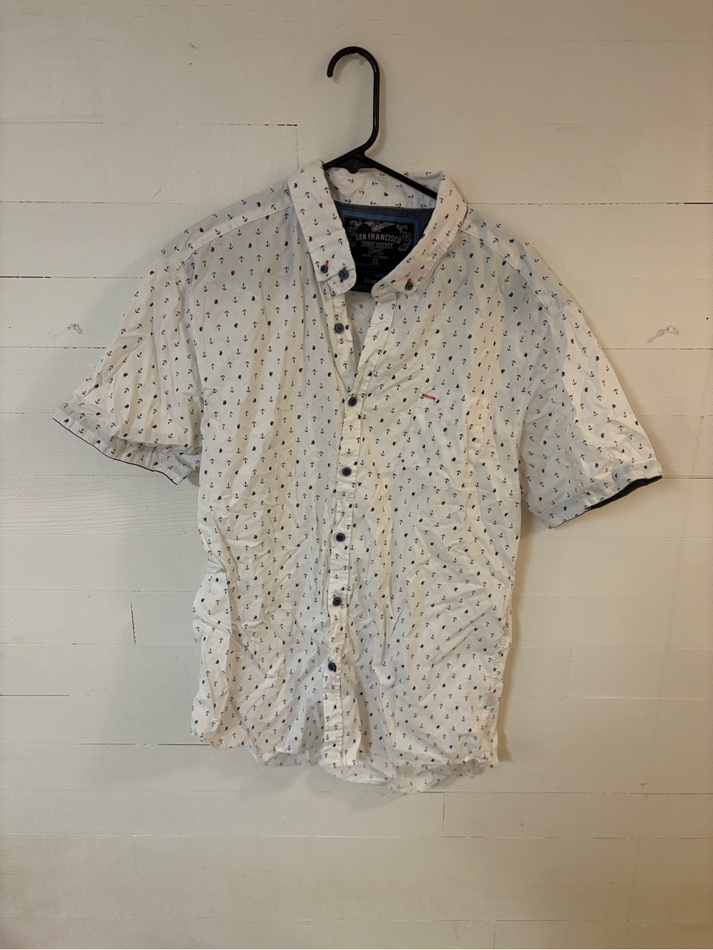 San Francisco Work Shirts XL Slim Fit Anchor Print Button Up Shirt